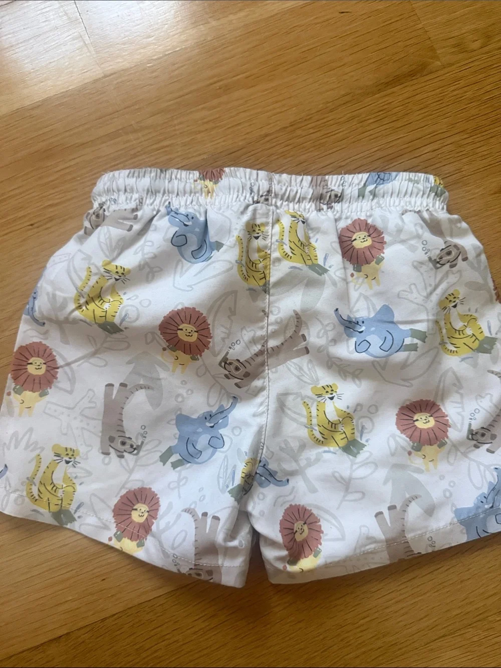 Mayoral White Kids' Animal Print Shorts with Green Drawstring